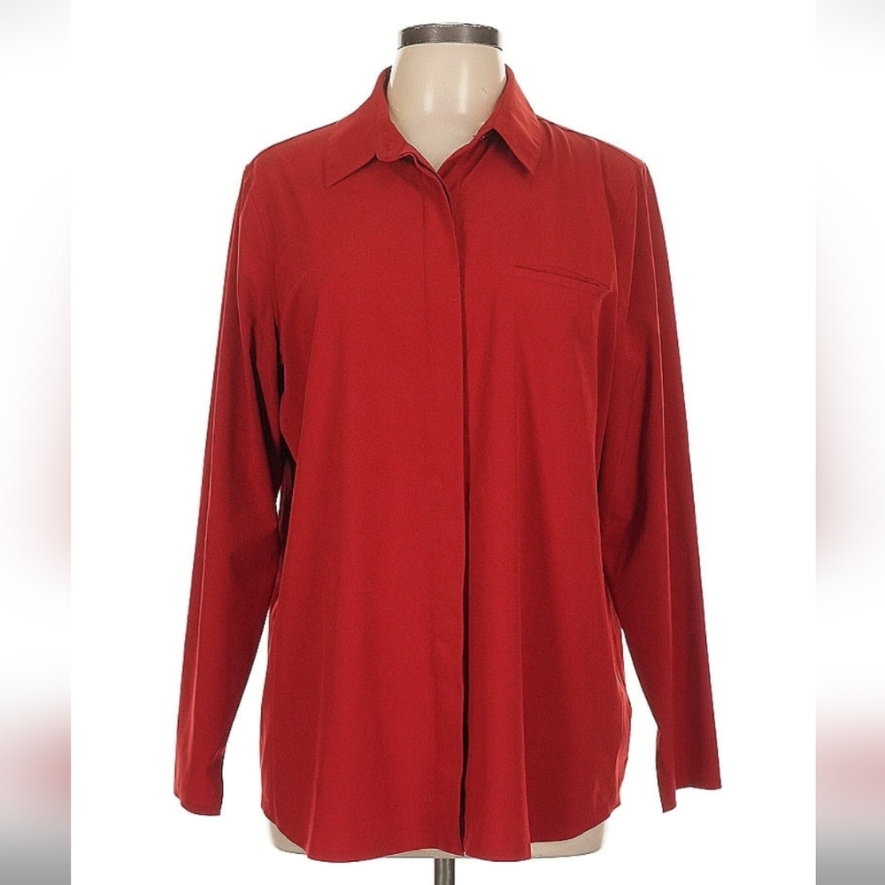 Athleta Women's Red Button Down Shirt